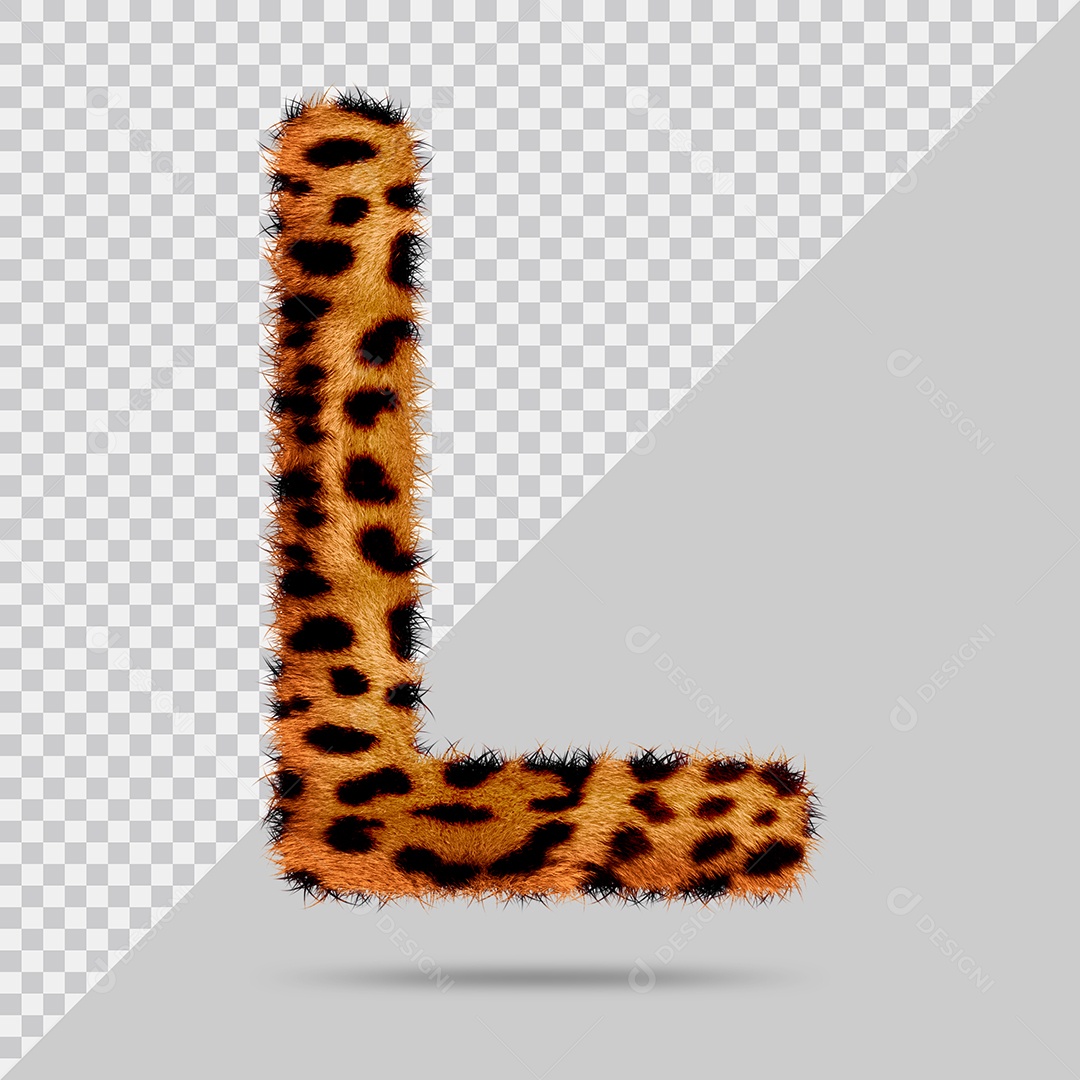 Letra L com pele Marrom Pintada Ilustração 3D PSD