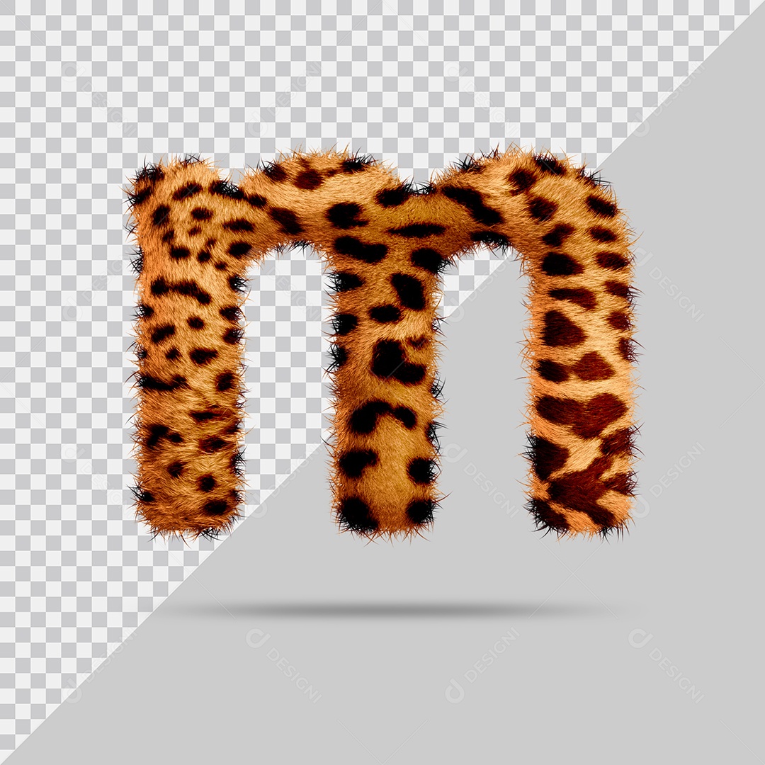 Letra M com pele Marrom Pintada Ilustração 3D PSD