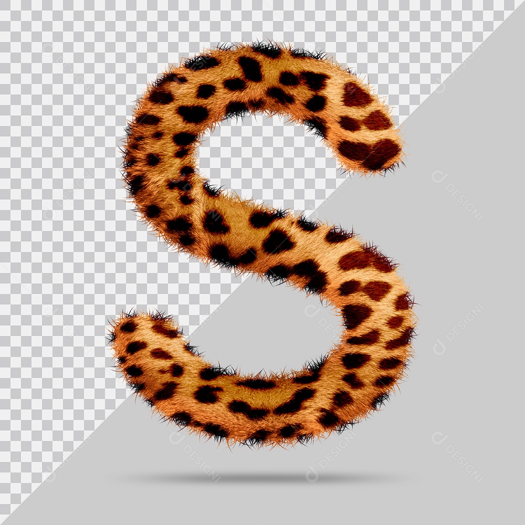 Letra S com pele Marrom Pintada Ilustração 3D PSD