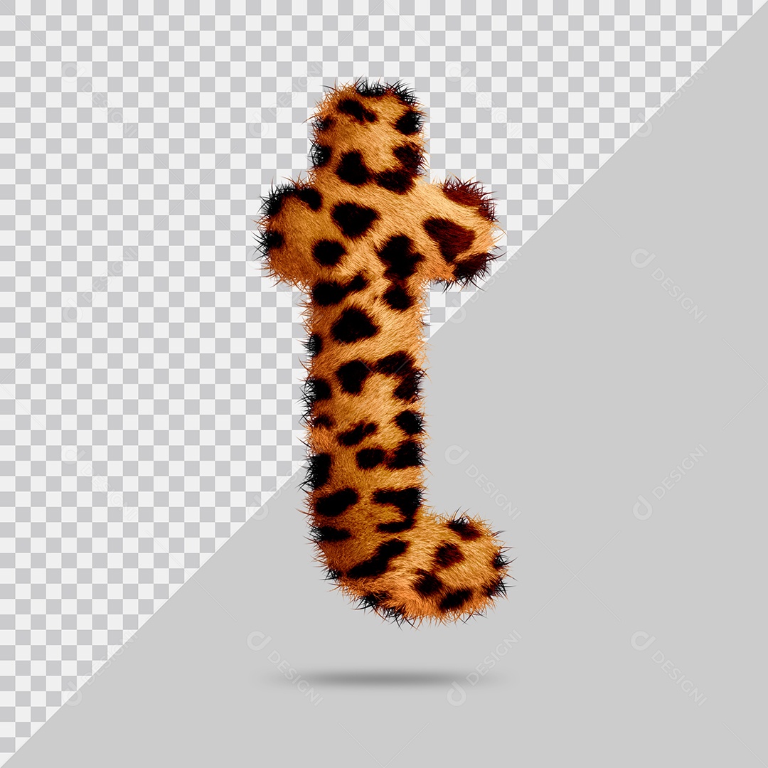 Letra T com pele Marrom Pintada Ilustração 3D PSD