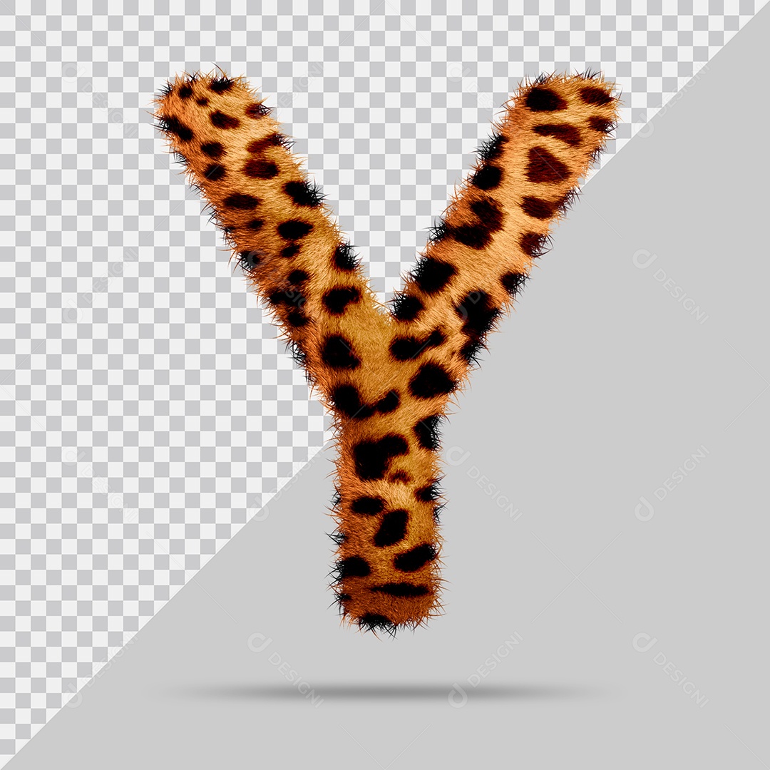 Letra Y com pele Marrom Pintada Ilustração 3D PSD