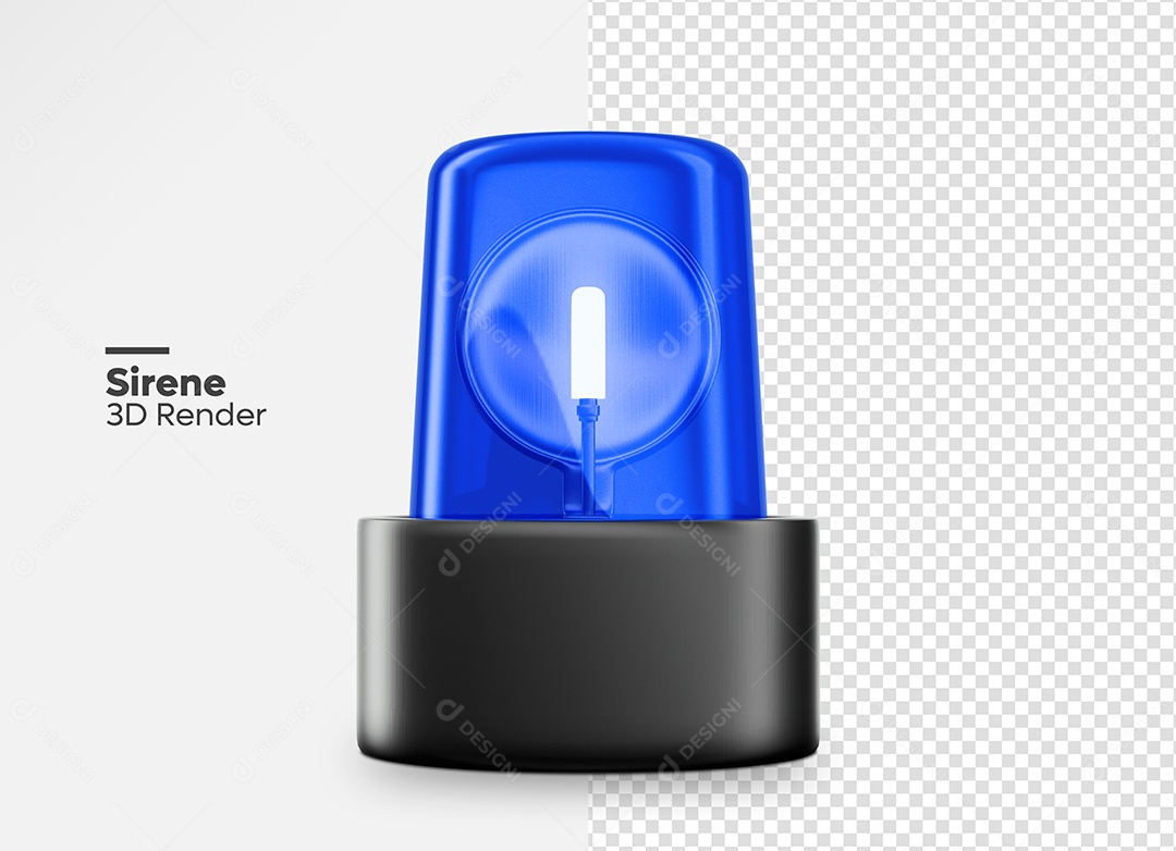 Sirene Azul Elemento 3D para Composição PSD