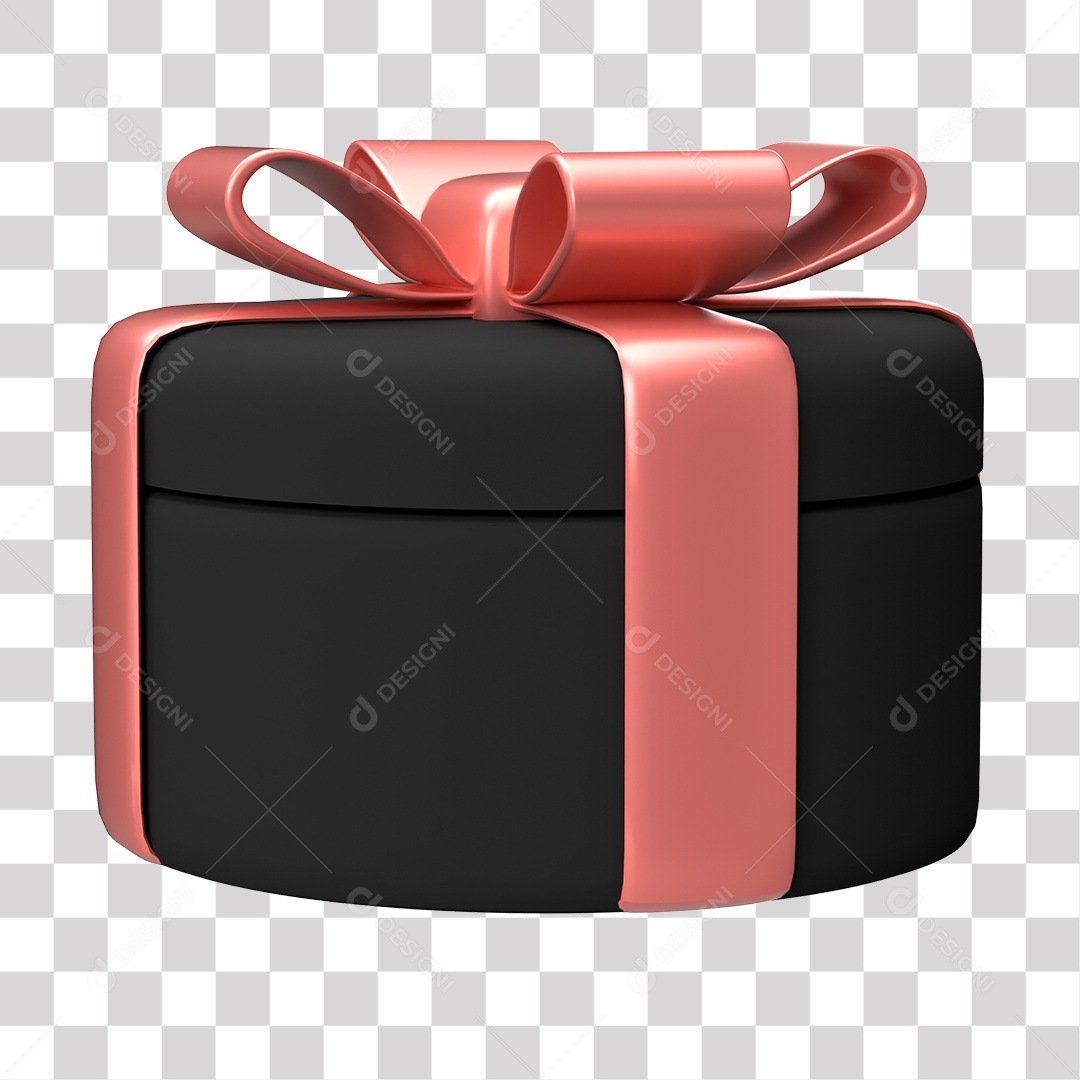 Caixa de Presente Preta Elemento 3D PNG Transparente