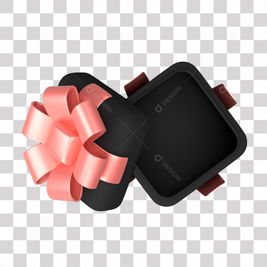 Caixa de Presente Preta Elemento 3D PNG Transparente