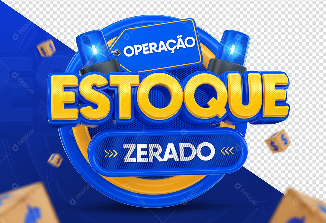 Operation Inventory Zeroed 3D Blue Stamp for Composition PSD