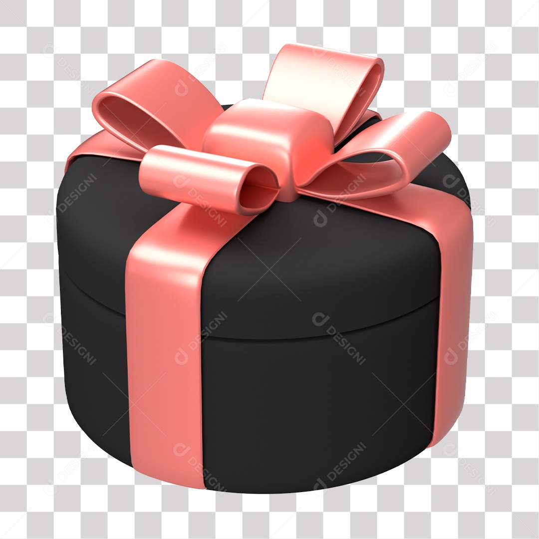Caixa de Presente Preta Elemento 3D PNG Transparente