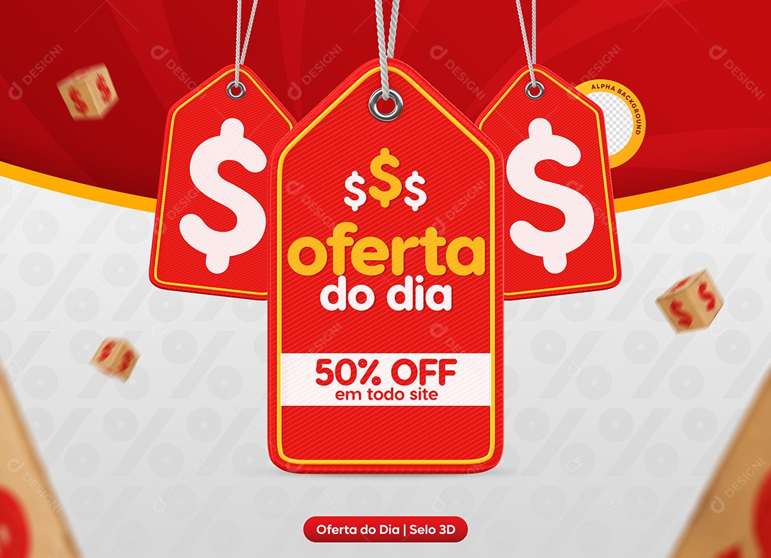 Elemento 3D Etiqueta de Vendas para Composição PSD