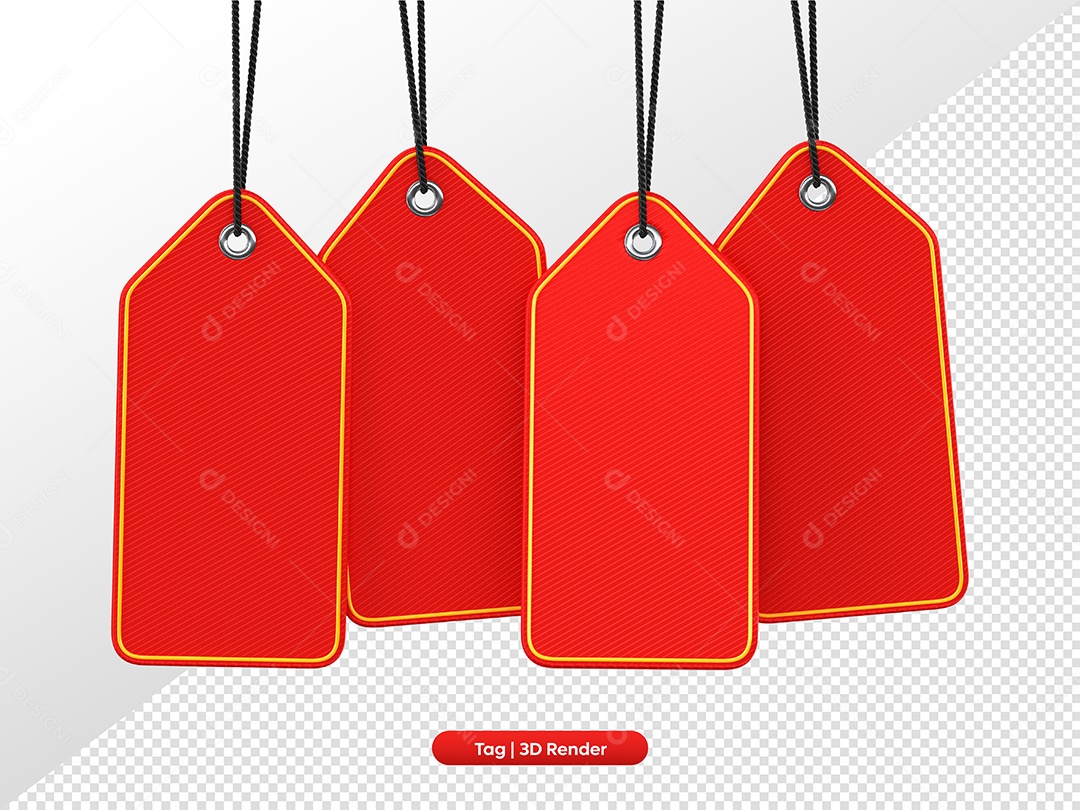 Etiqueta de Vendas Elemento 3D Vermelho para Composição PSD