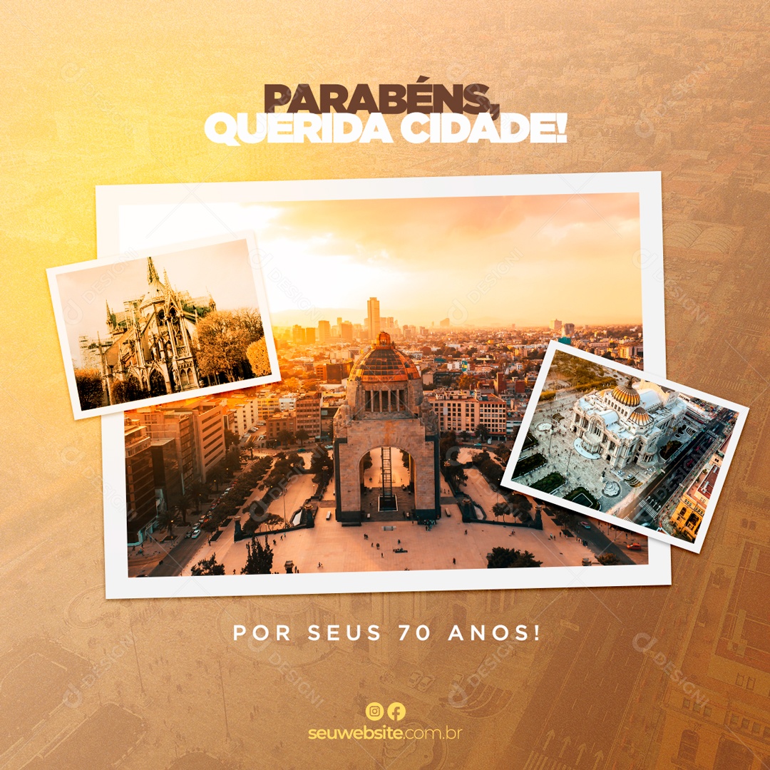 Parabéns Querida Cidade Por Seus 70 Anos Social Media PSD Editável