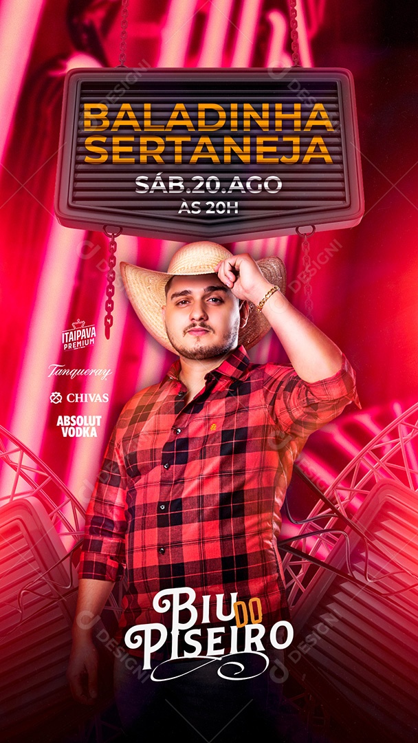 Flyer Story Baladinha Sertaneja Biu do Piseiro Social Media PSD Editável