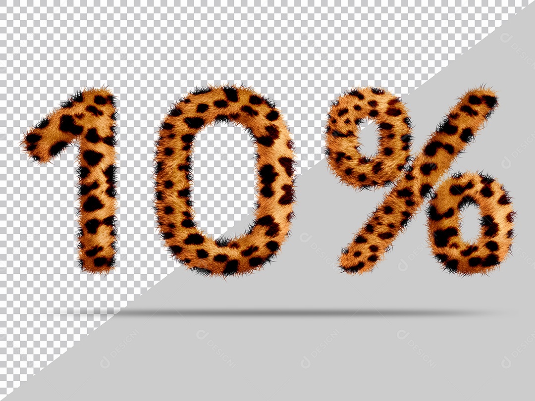 Número 10% com pele Marrom Pintada Ilustração 3D PSD