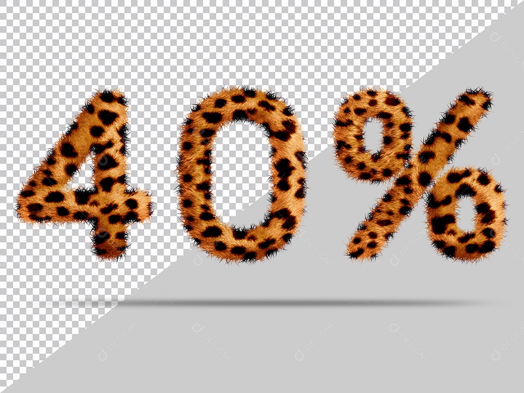 Número 40% com pele Marrom Pintada Ilustração 3D PSD