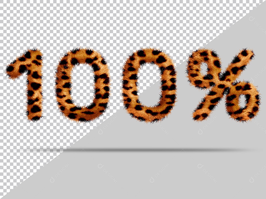 Número 100% com pele Marrom Pintada Ilustração 3D PSD