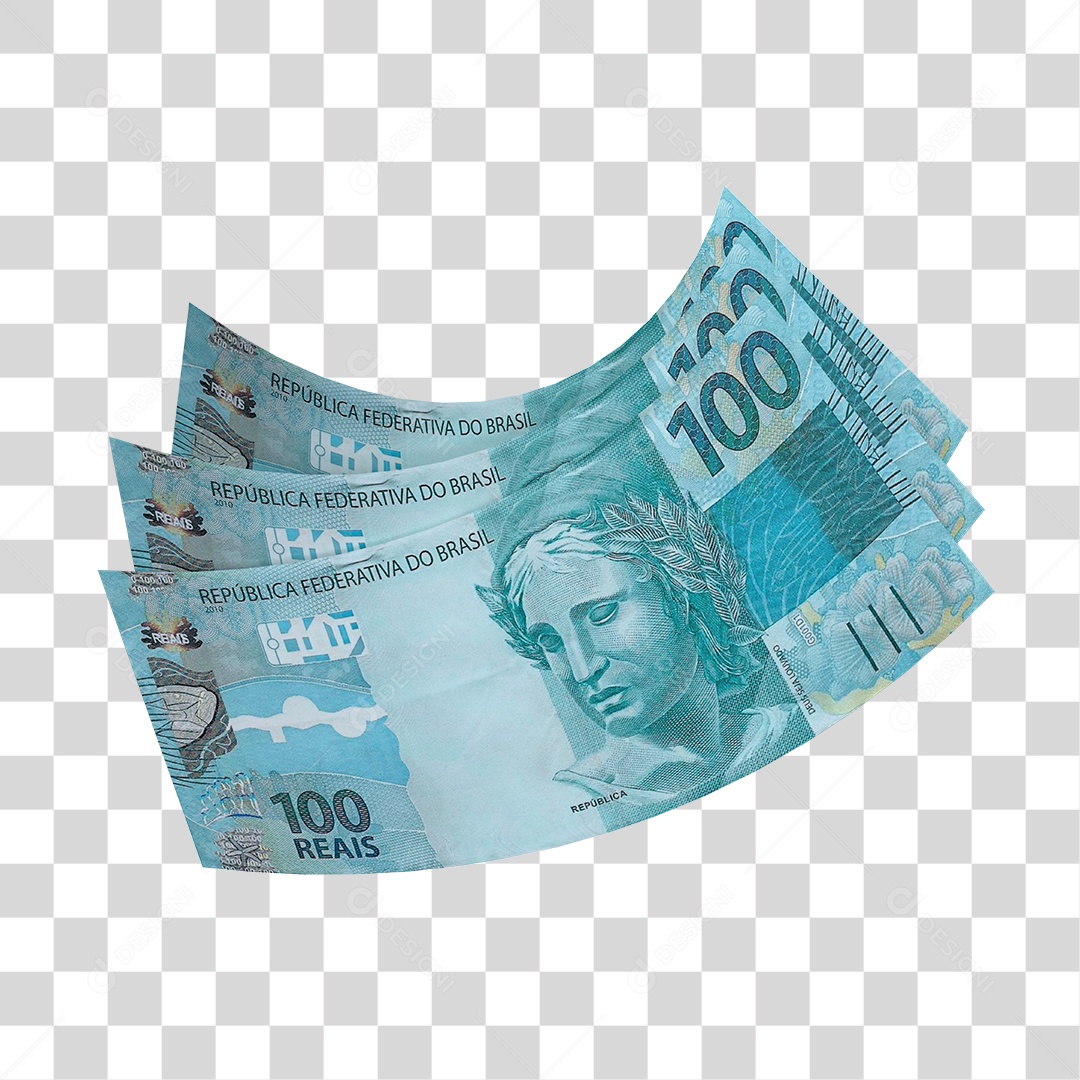 Nota de 100 Reais Elemento 3D Para Composição PNG Transparente