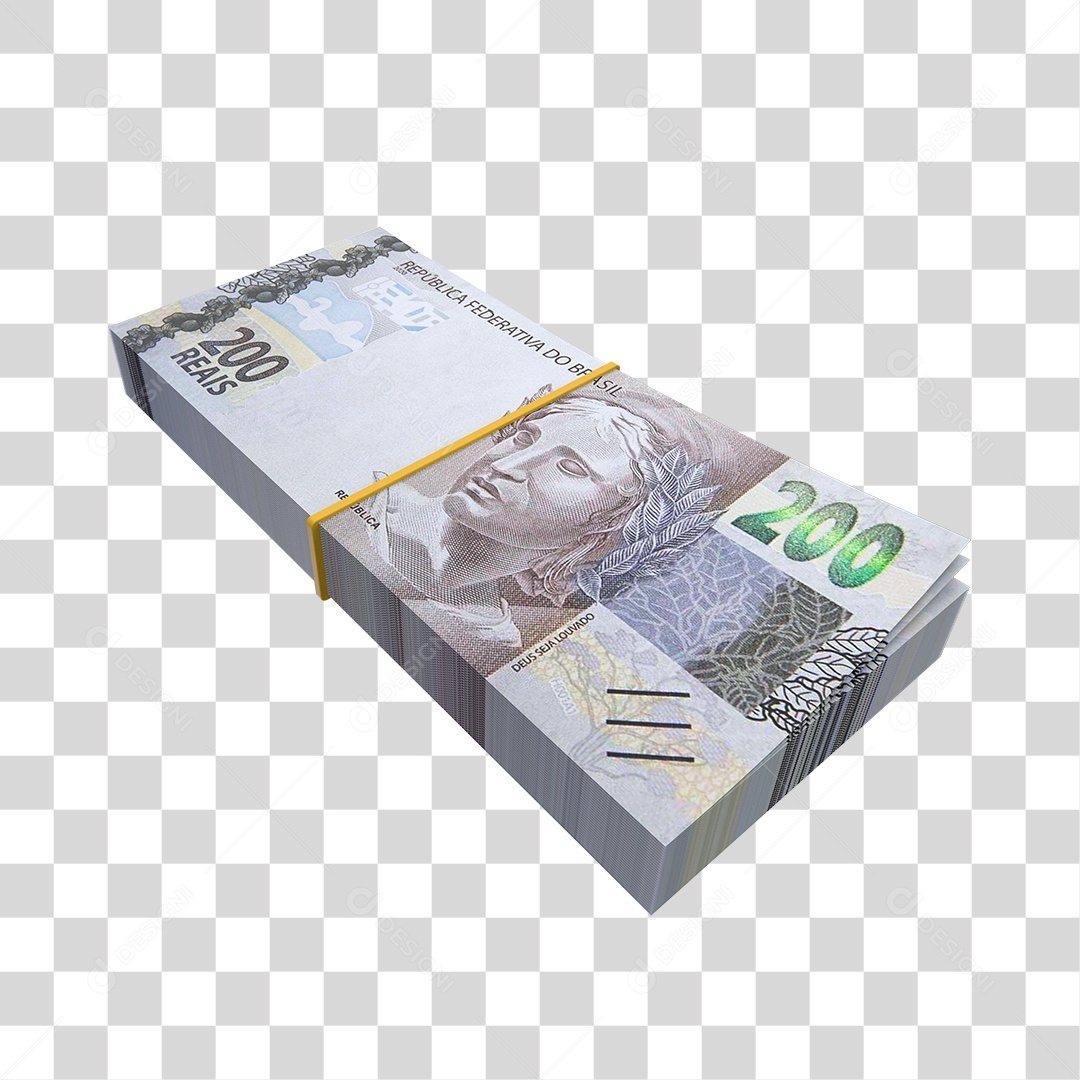 Maço de Notas 100 Reais Dobradas Elemento 3D PNG Transparente