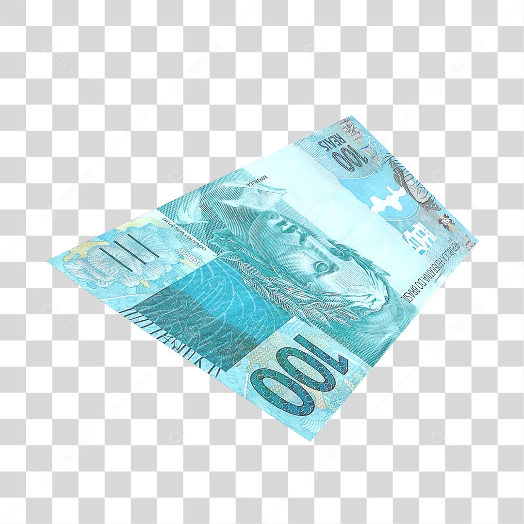 Nota de 100 Reais Elemento 3D Para Composição PNG Transparente