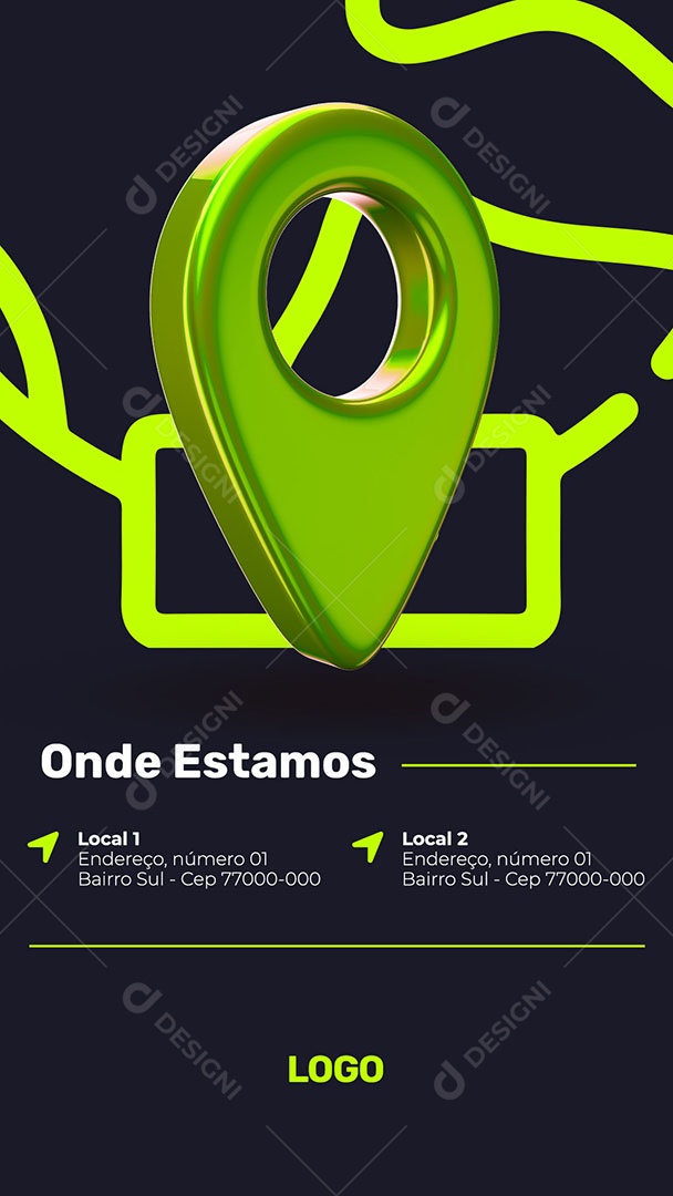 Social Media Escola de Idiomas Localização Onde Estamos PSD Editável