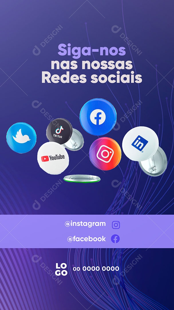 Story Provedor de Internet Siga-nos nas Redes Sociais Social Media PSD Editável