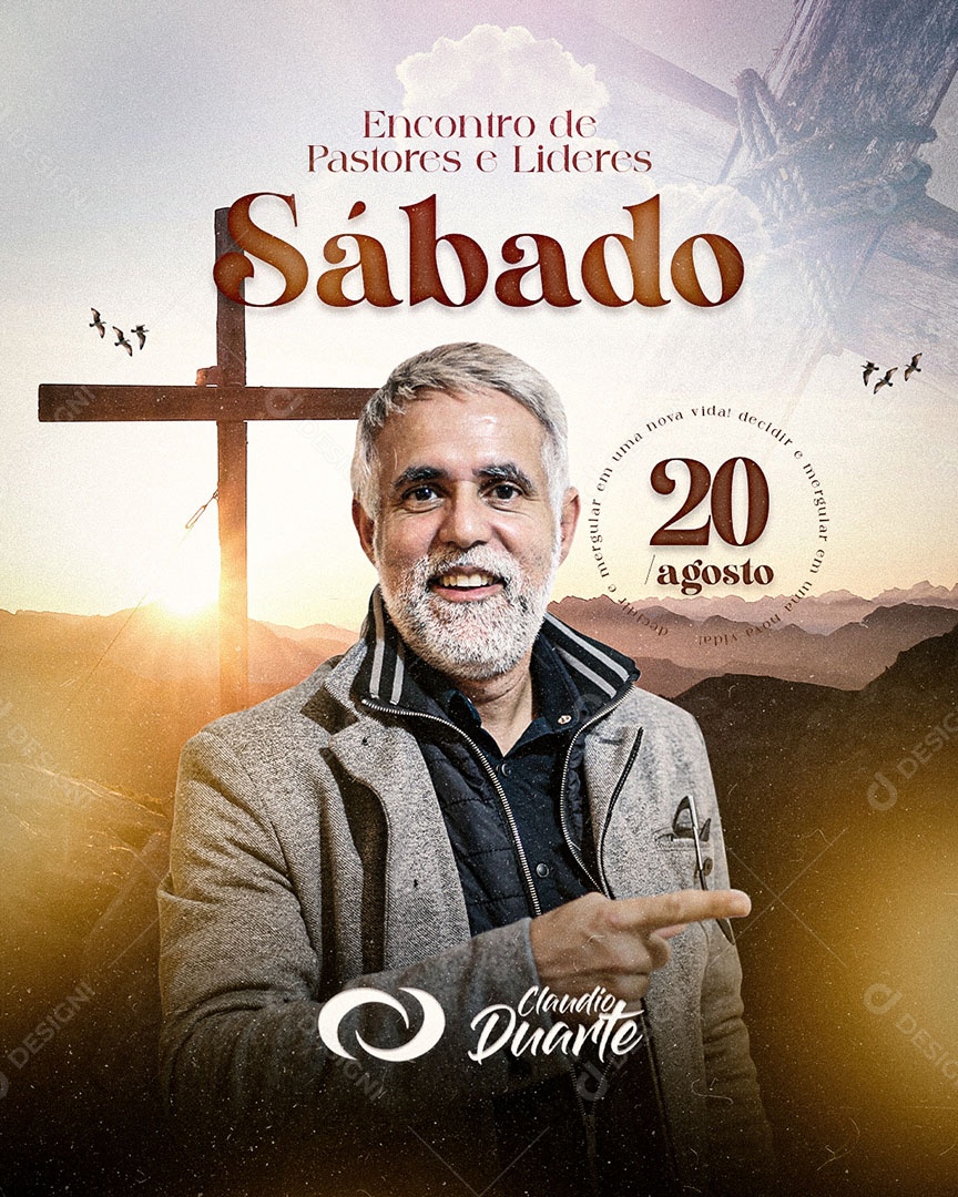 Flyer Gospel Encontro de Pastores e Líderes Social Media PSD Editável