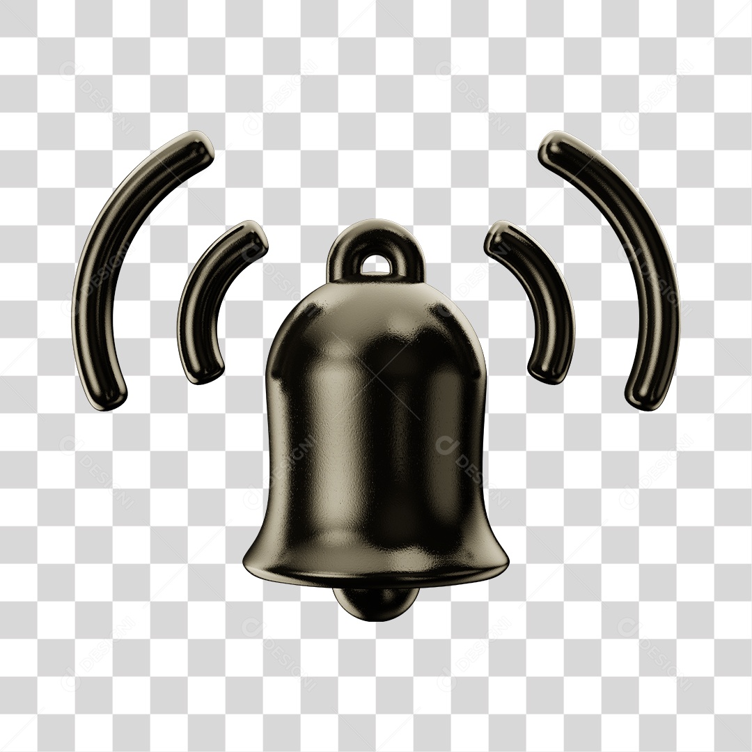 Sino de Notificação Preto Elemento 3D Para Composição PNG