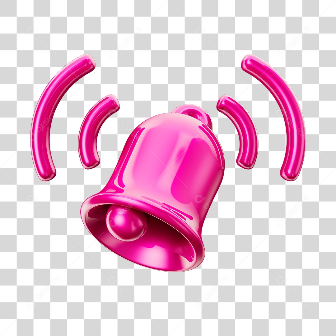 Sino de Notificação Rosa Elemento 3D Para Composição PNG