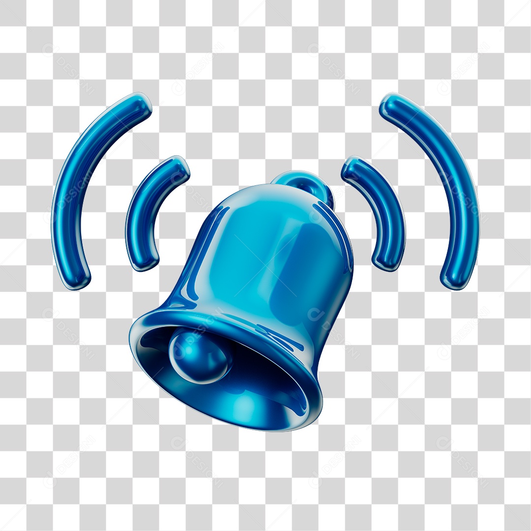 Sino de Notificação Azul Elemento 3D Para Composição PNG
