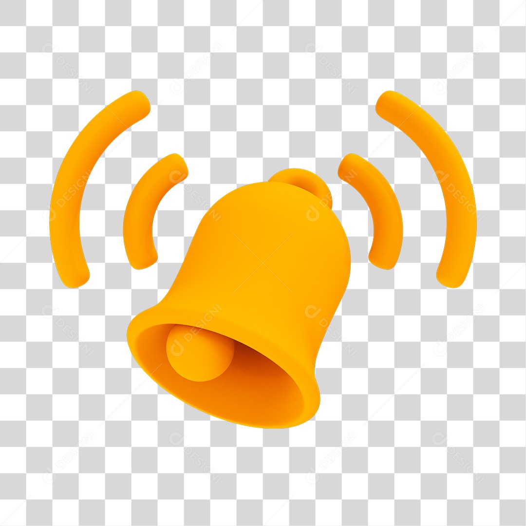 Sino de Notificação Amarelo Elemento 3D Para Composição PNG