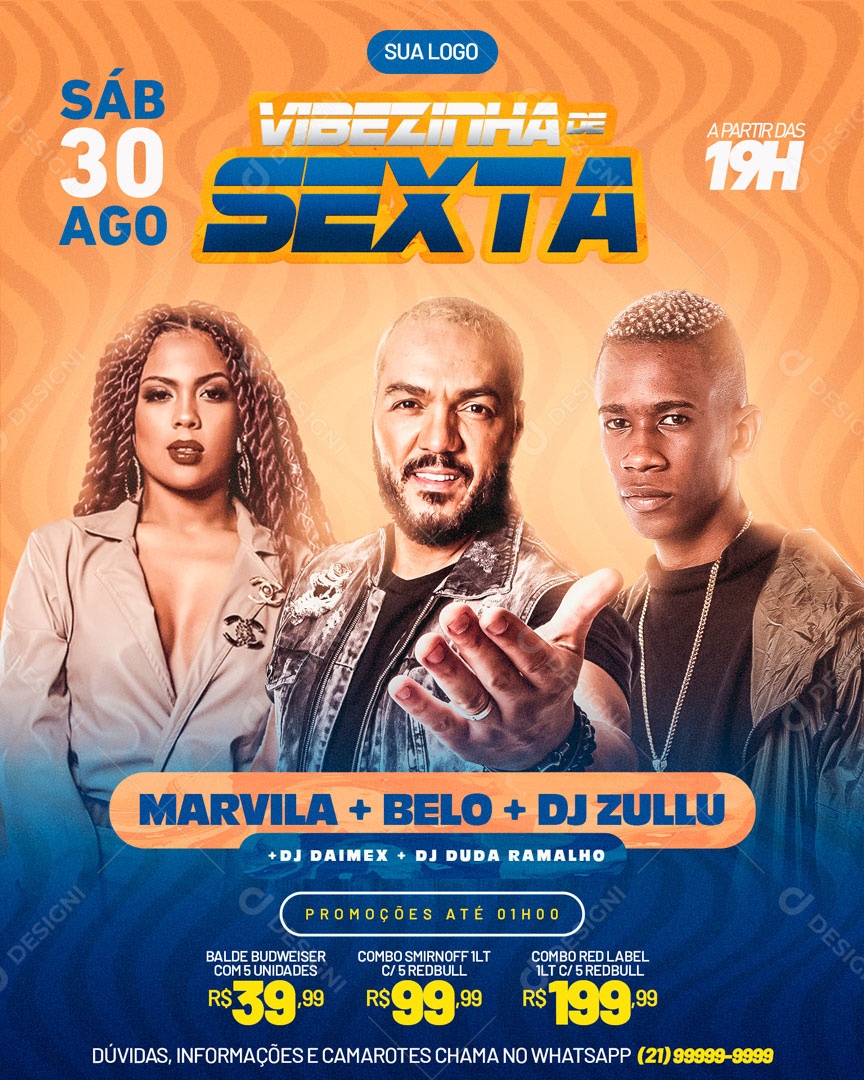 Flyer Vibezinha Sexta Shows Social Media PSD Editável