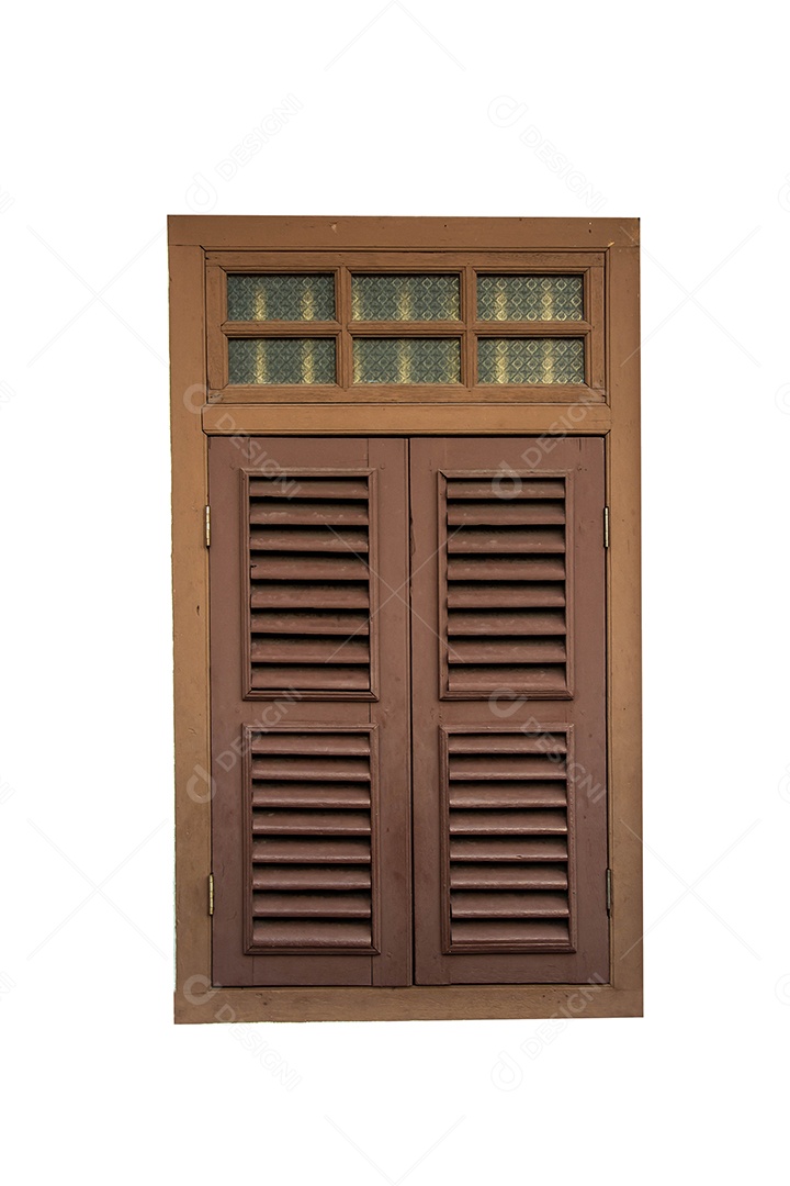 velha janela vintage porta de madeira desgastada isolada Traçado de recorte