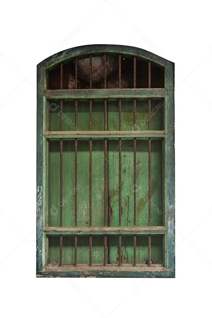 velha janela vintage porta de madeira desgastada isolada Traçado de recorte