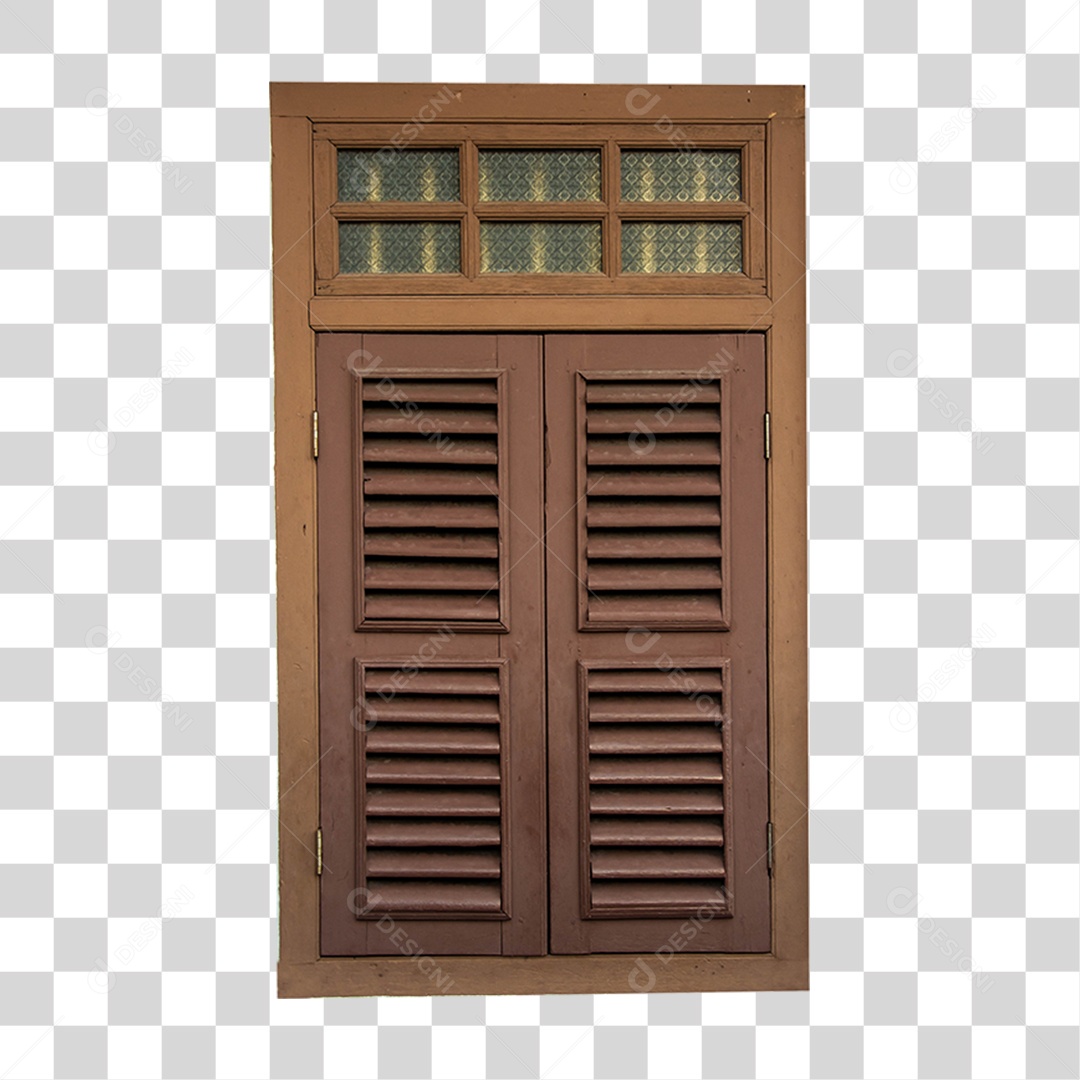 Objeto 3D Janela de Madeira Para Composição PNG Transparente