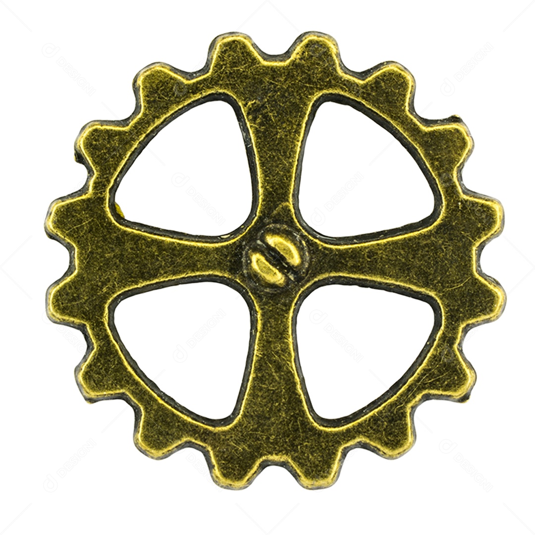 rodas dentadas de latão em fundo isolado