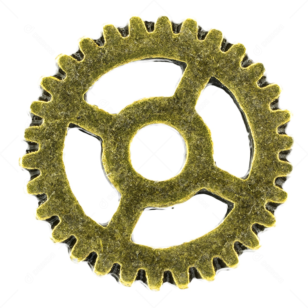 rodas dentadas de latão em fundo isolado