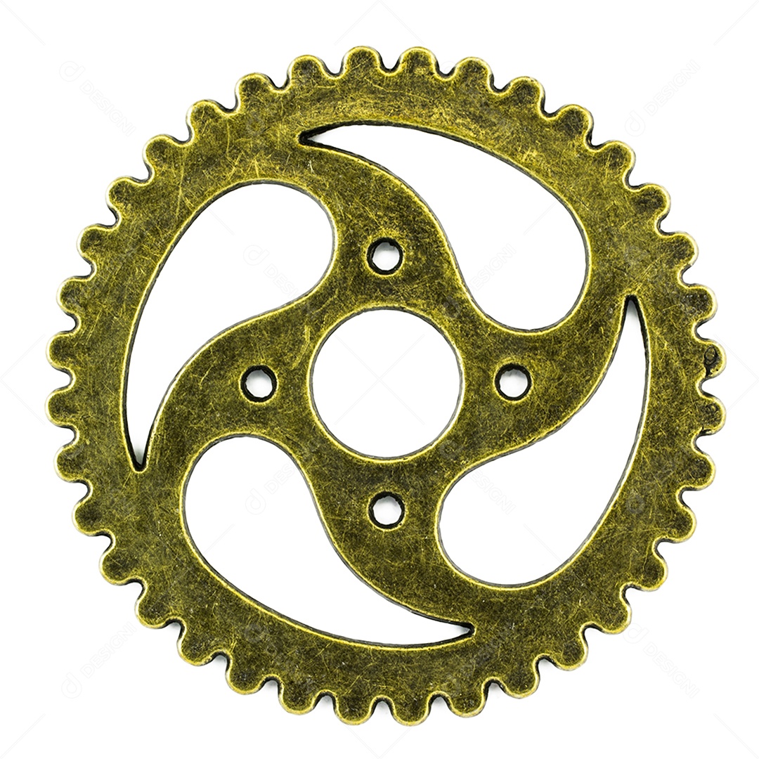 rodas dentadas de latão em fundo isolado