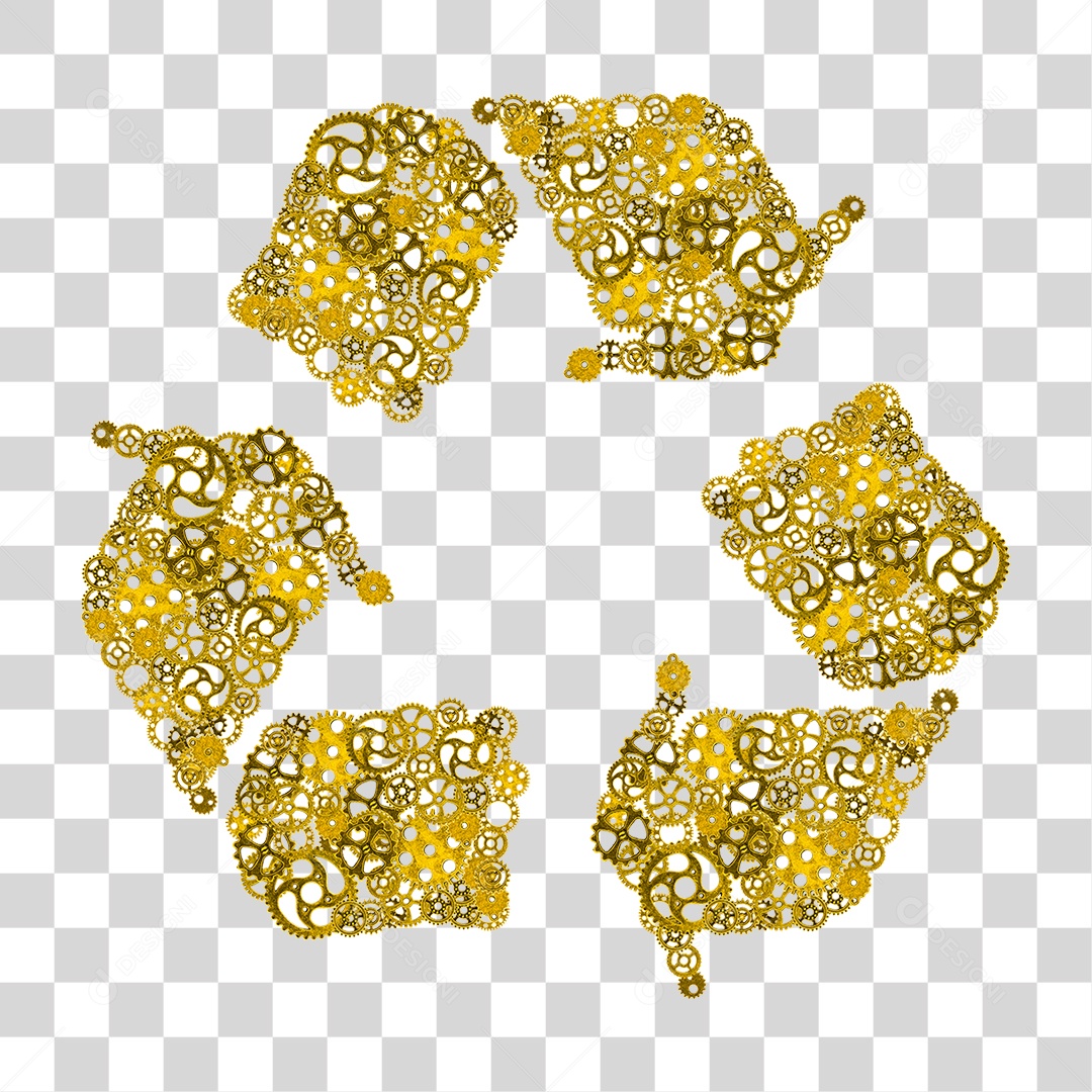 Elemento 3D Reciclagem com Engrenagens Para Composição PNG Transparente