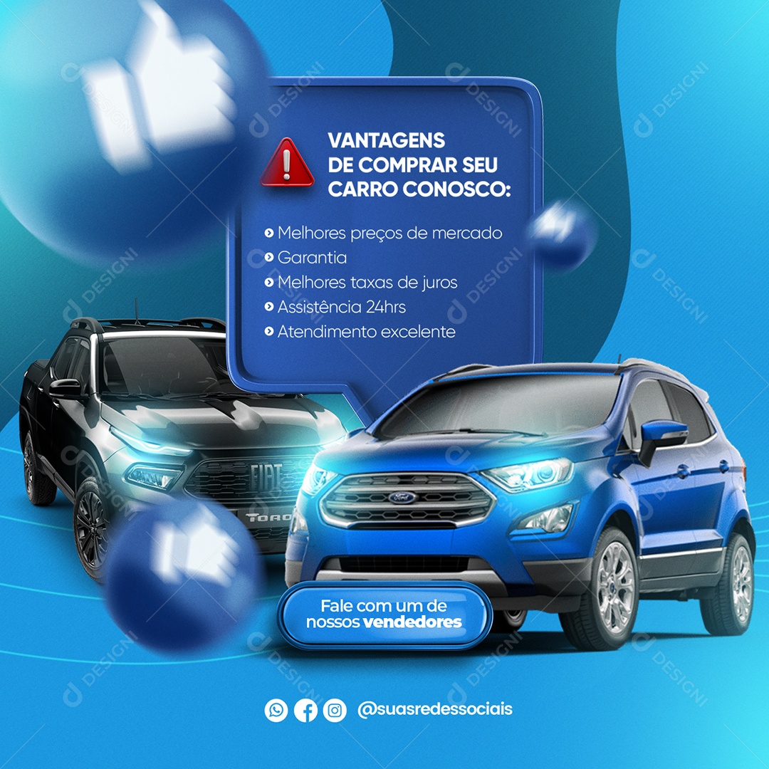 Social Media Concessionárias Vantagens de Comprar Seu Carro PSD Editável