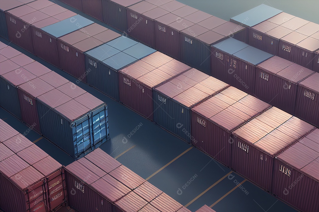 Renderização 3D de produto de pátio de contêineres