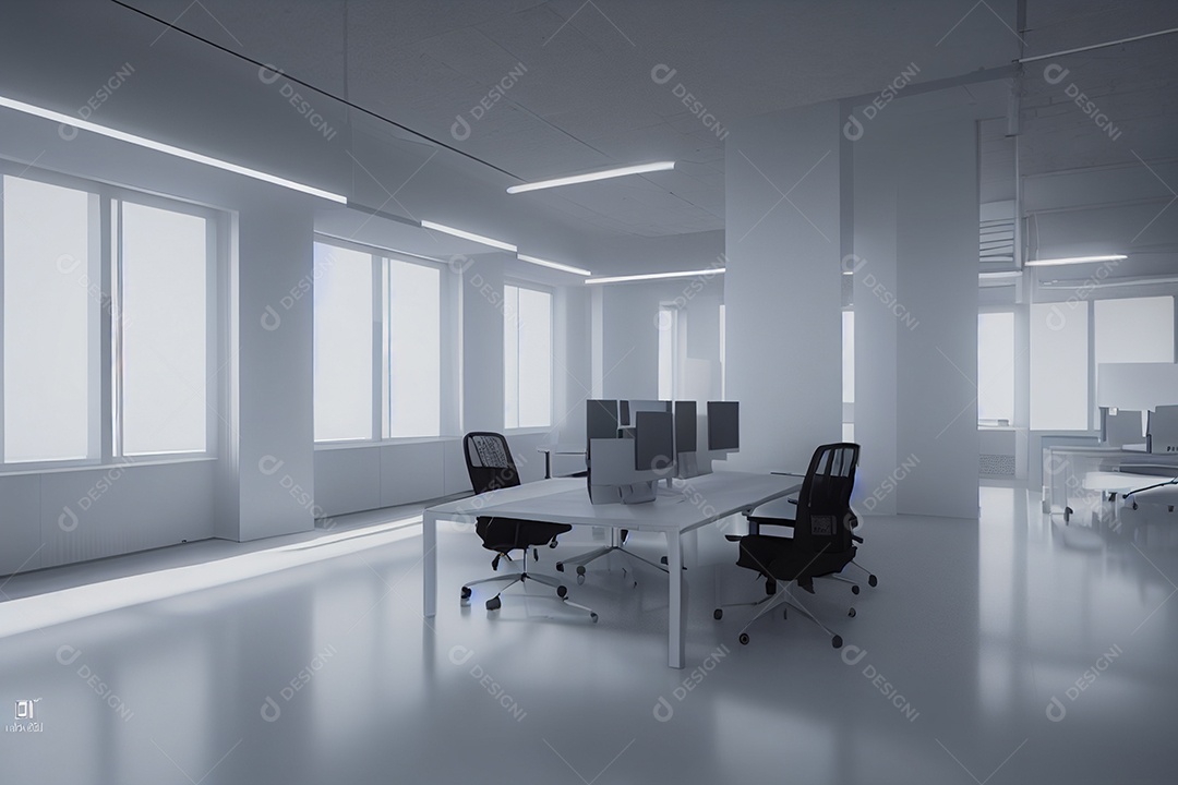 Renderização 3D do Escritório da sala de trabalho