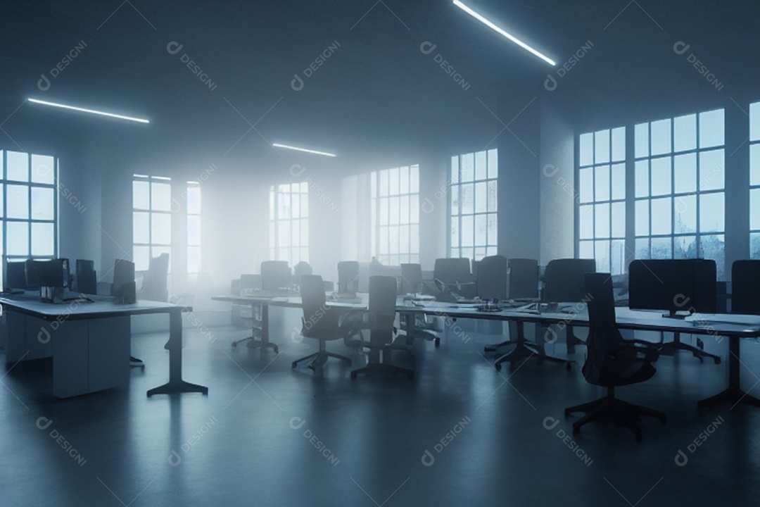 Renderização 3D do Escritório da sala de trabalho