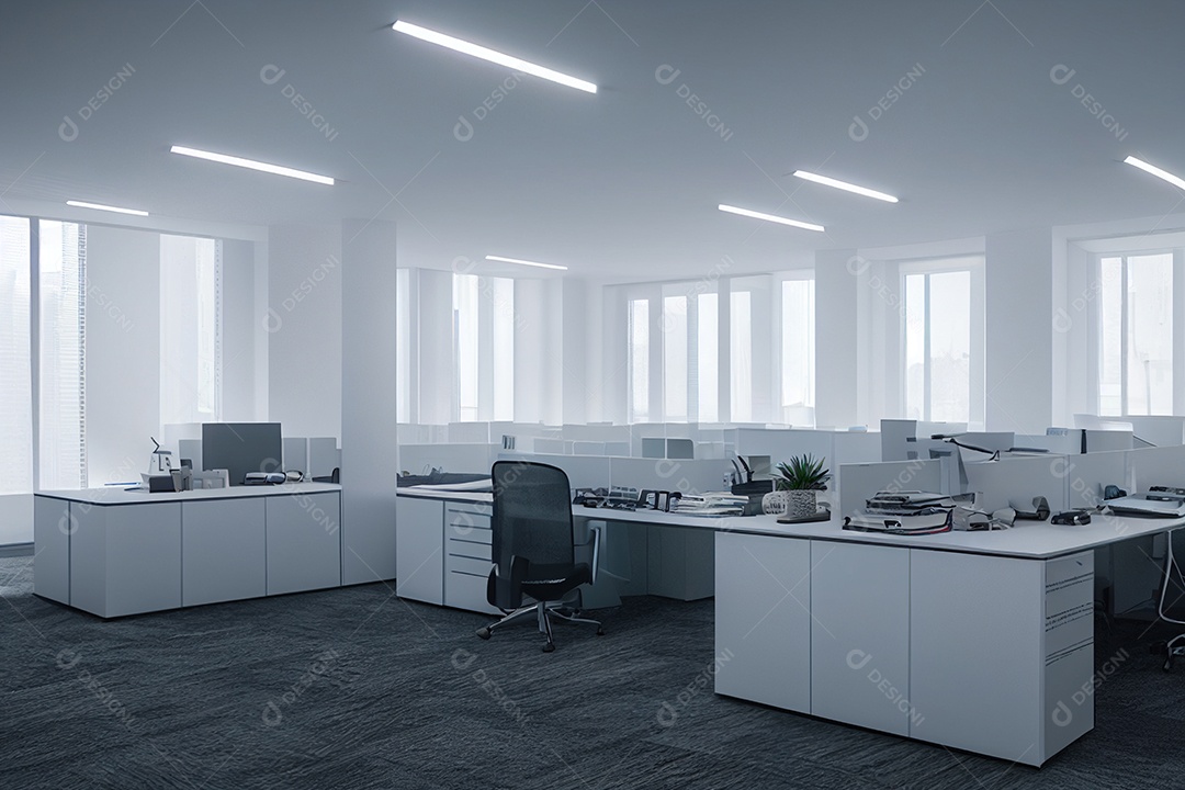 Renderização 3D do Escritório da sala de trabalho