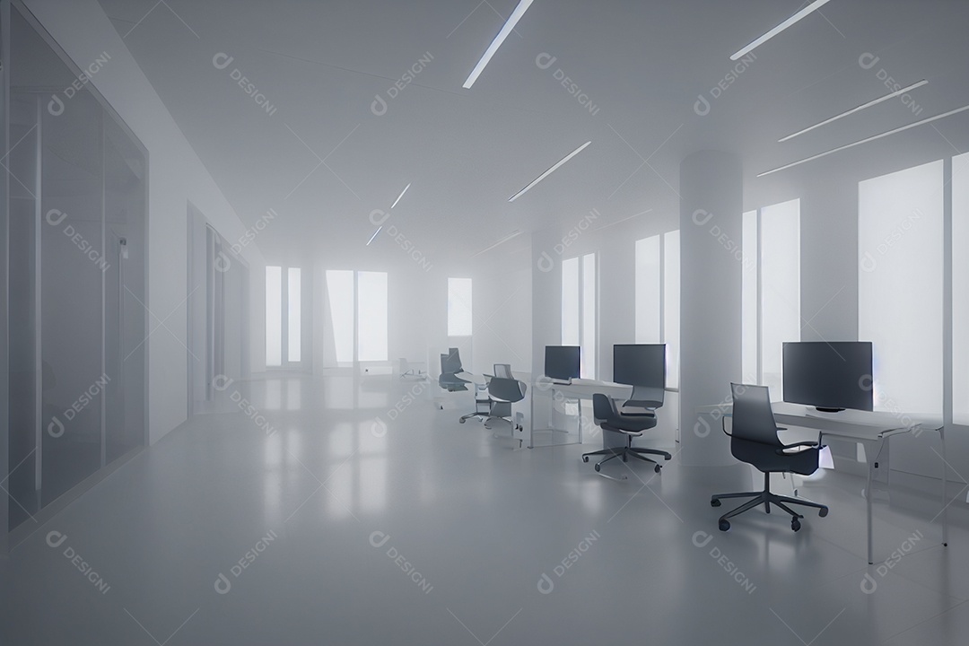 Renderização 3D do Escritório da sala de trabalho