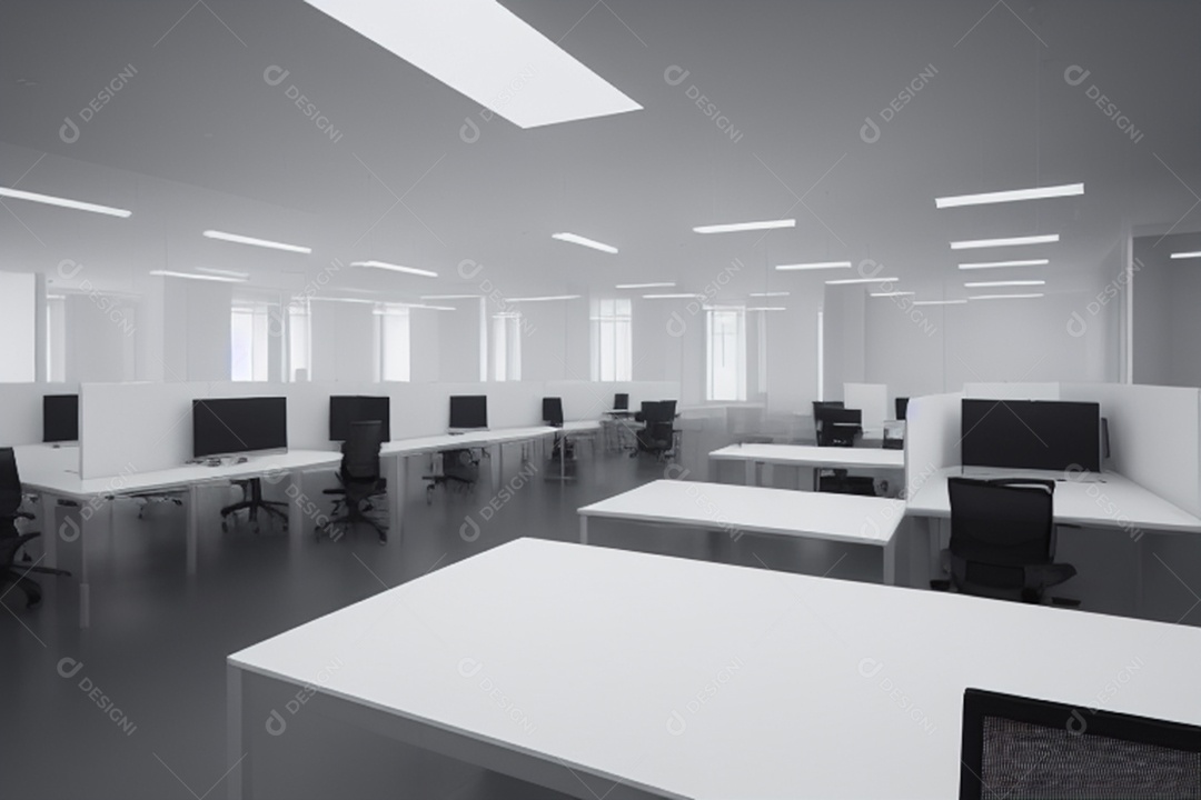 Renderização 3D do Escritório da sala de trabalho