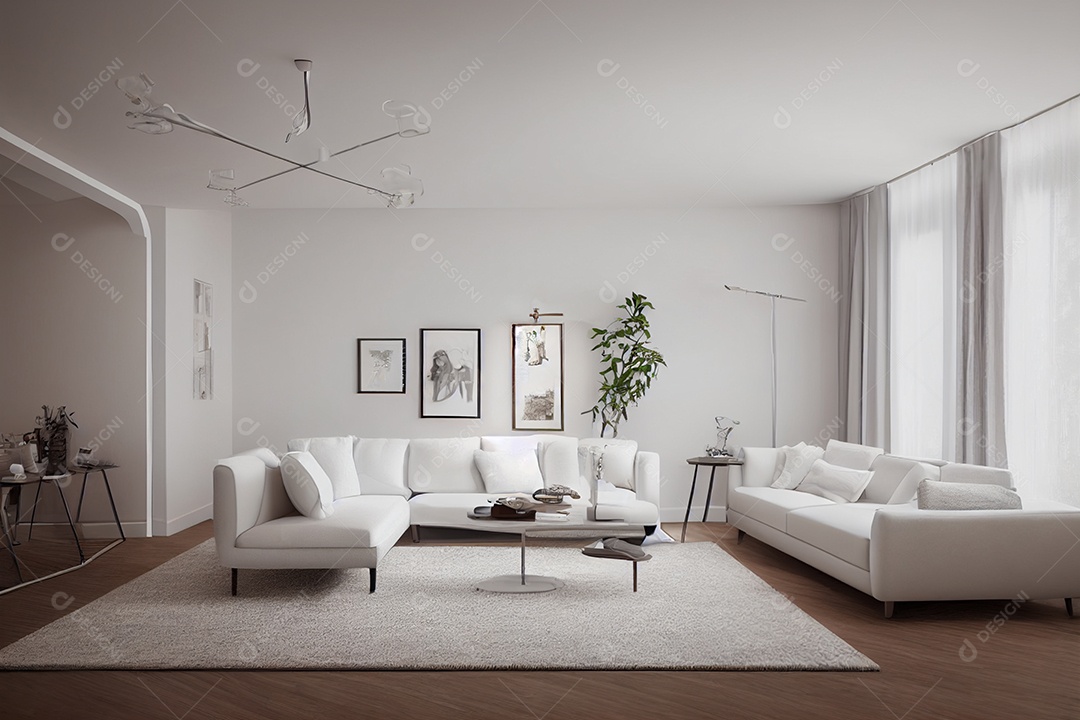 Sala de estar assistindo TV 3D renderização