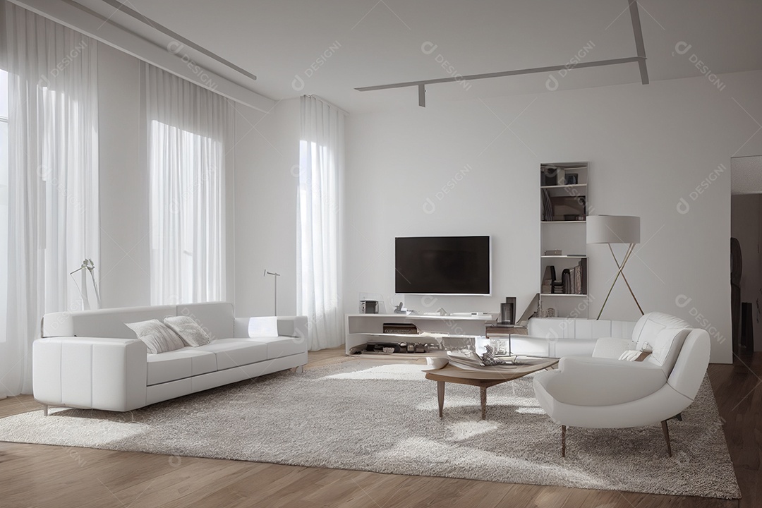 Sala de estar assistindo TV 3D renderização