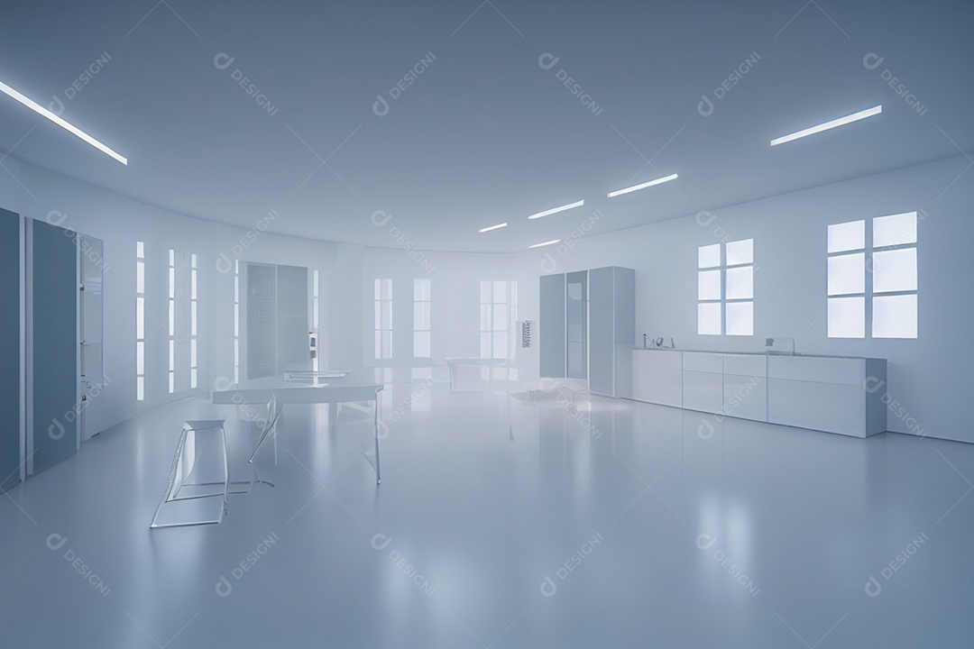 Renderização 3D do Escritório da sala de trabalho