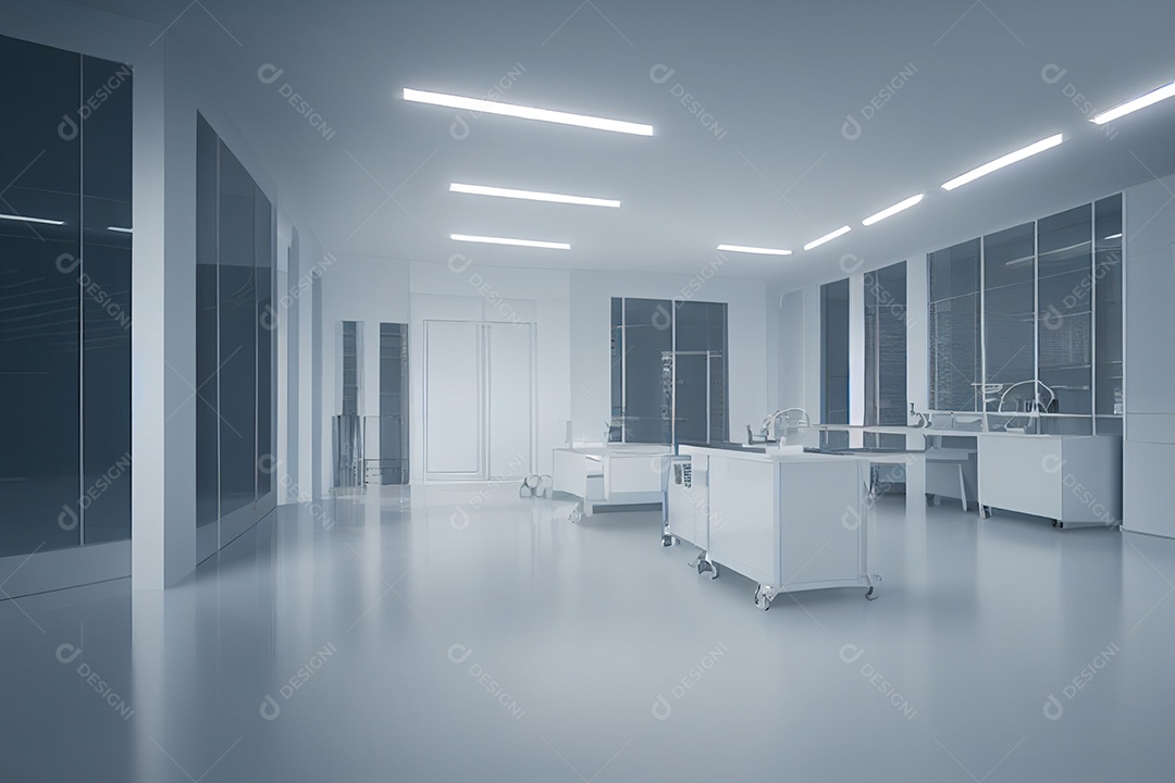 Renderização 3D do Escritório da sala de trabalho