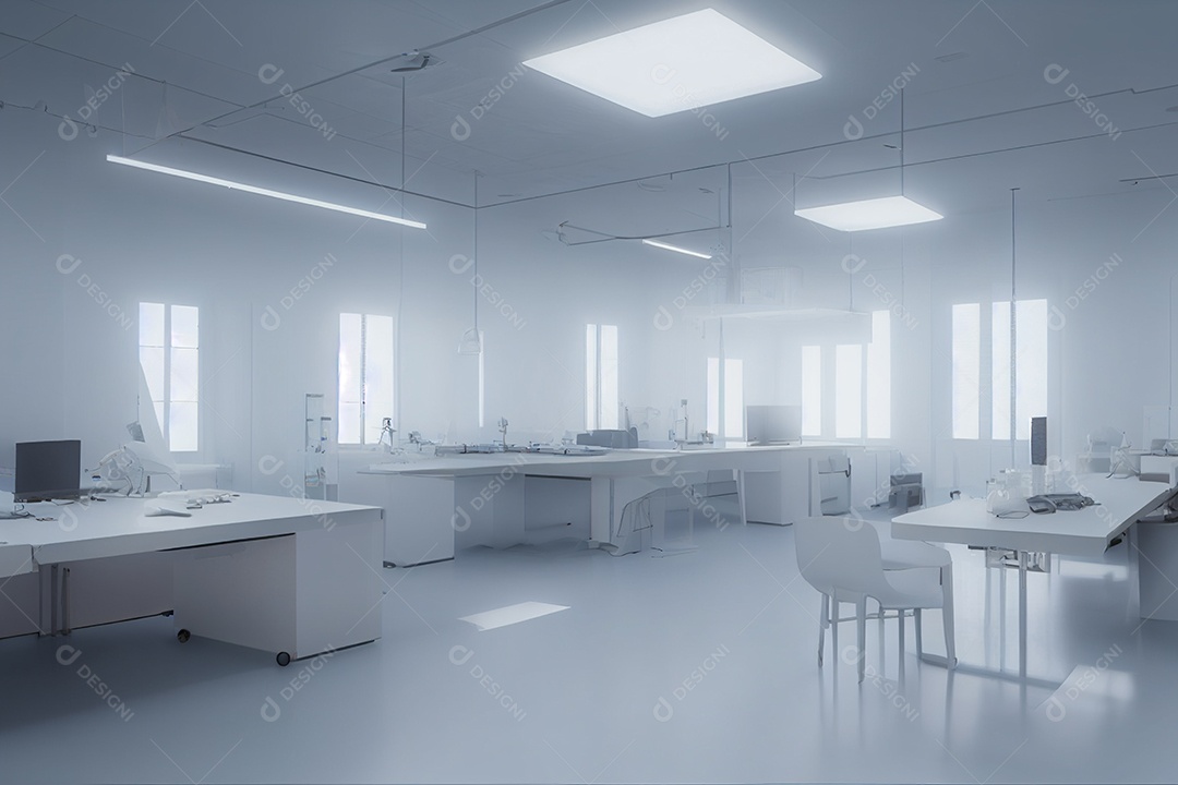 Renderização 3D do Escritório da sala de trabalho