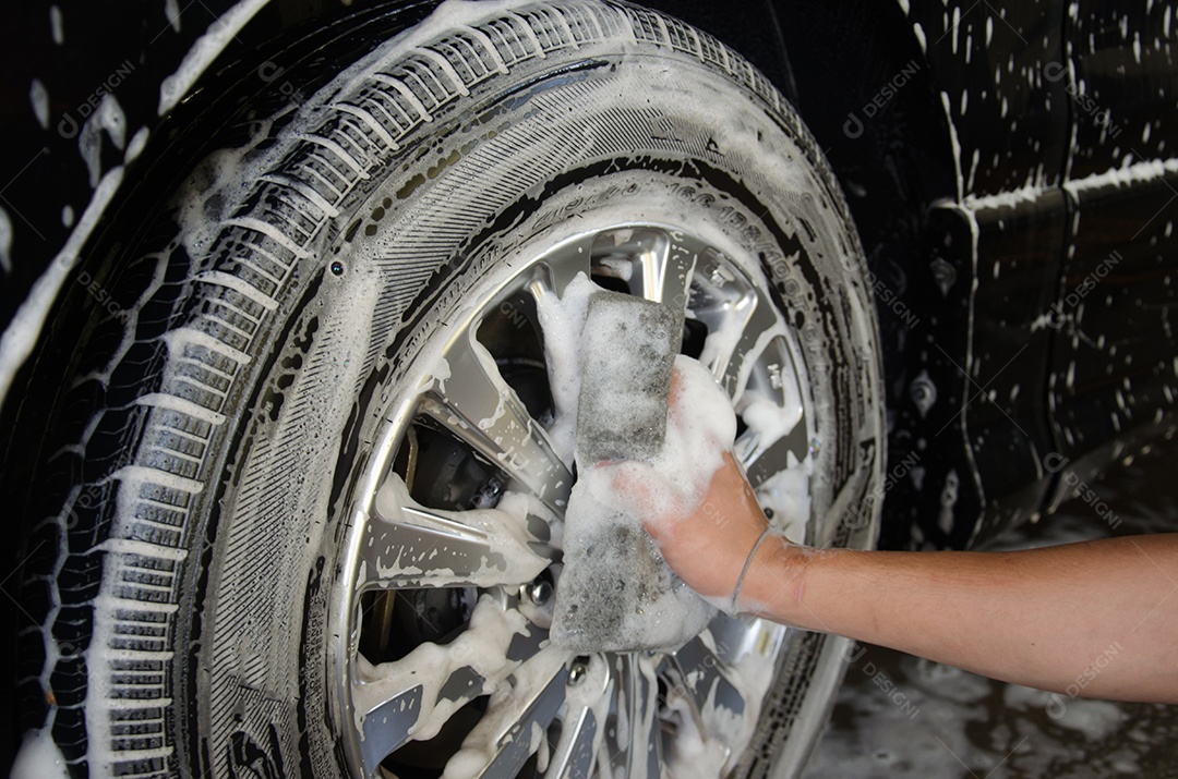 Roda de esponja de limpeza de carro com alça masculina