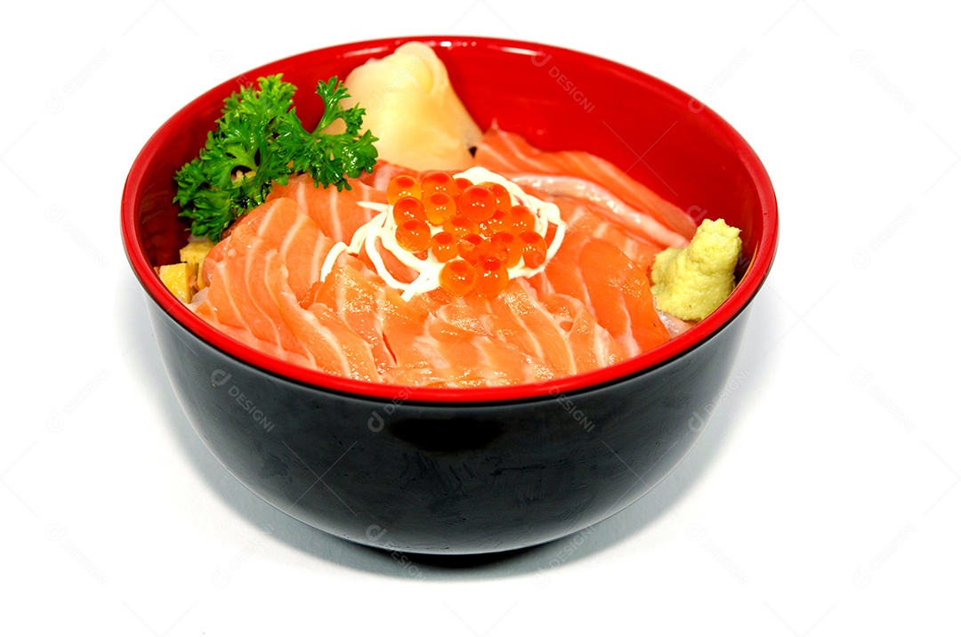 Comida japonesa, slide de salmão Sashimi fresco.