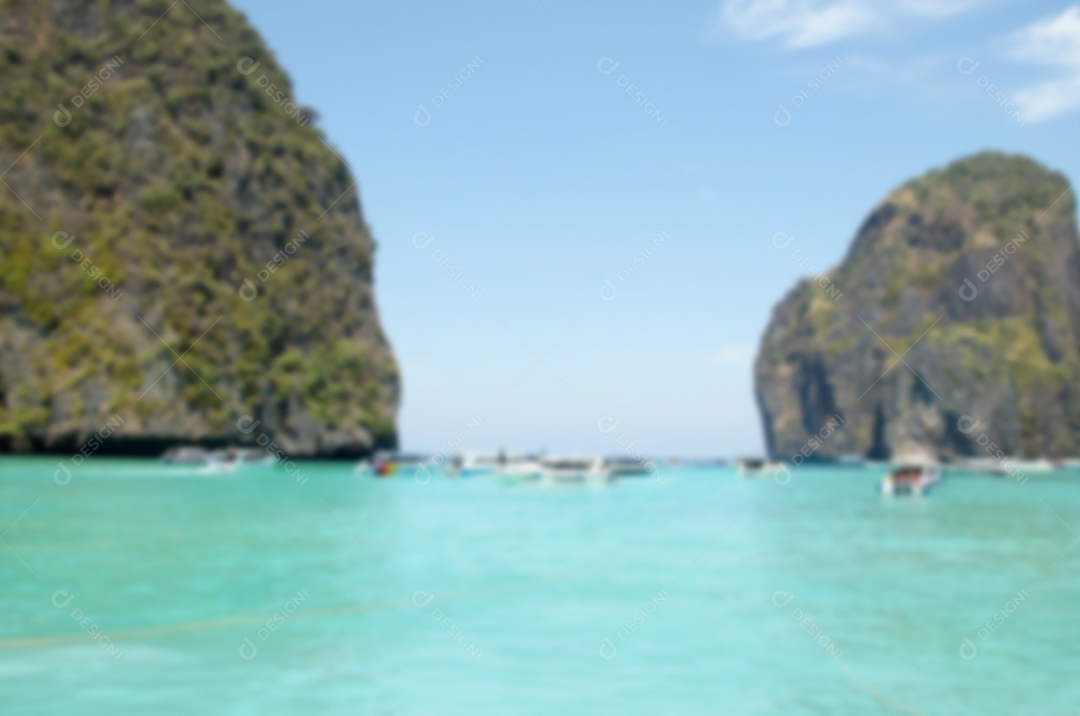 Imagem desfocada fundo abstrato da praia tropical do verão. Copiar espaço